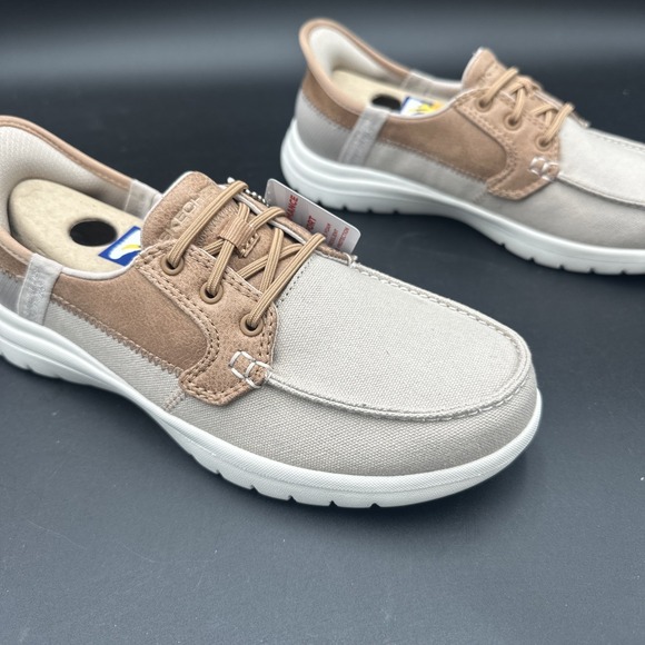 Skechers On-The-Go Flex Taupe Boat Shoes Women's Size 5.5 Palmilla - Picture 7 of 12